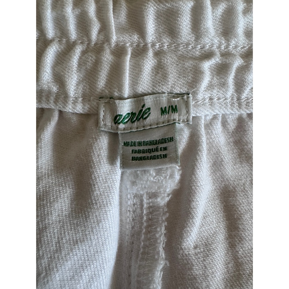 Aerie White High Waisted Frayed Hem Shorts Womens Medium Elastic Waist - Picture 7 of 8
